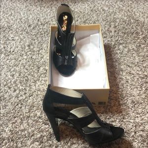 Black Leather T-Strap